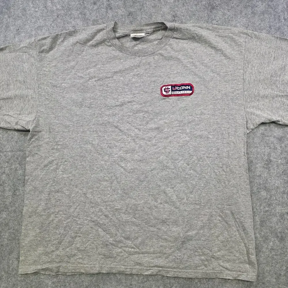 Vintage 90s UConn Huskies T Shirt Mens XL Gray NCAA Basketball Nike Graphic 90s‎